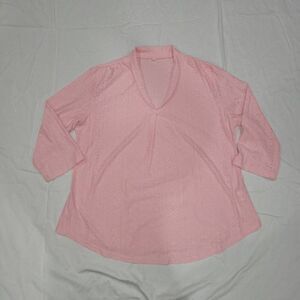 Zulily Collared Pink Lace Stretchy Three-Quarter Sleeve Top Size XL